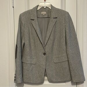 Gray Loft Womens Blazer Jacket Size 14 With Elbow Patches